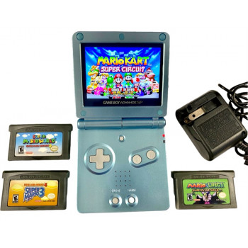 Gameboy Advance SP New Upgraded Limited Edition SP Pearl Blue Bundle - Nintendo Handheld Systems - New Upgraded Limited Edition SP Pearl Blue Bundle